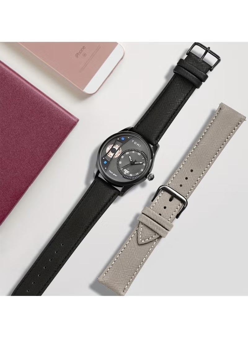 TOMI Men's Rotating Gear Sweeping Second Watch & Replaceable Strap, Box Gift For Holiday And Daily Life - Image 2